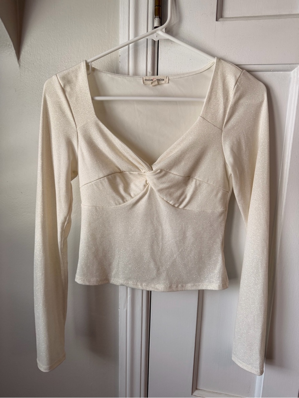 Dry Goods Cream Twist-Front Long Sleeve Top